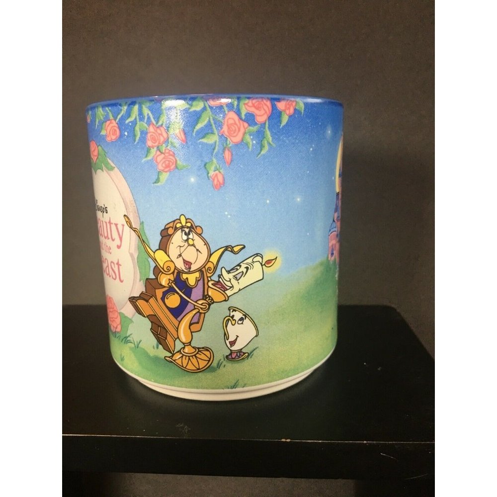 Disney Beauty And The Beast Mug Made In Japan Collector Coffee Cup Cogsworth Vtg - Picture 2 of 6